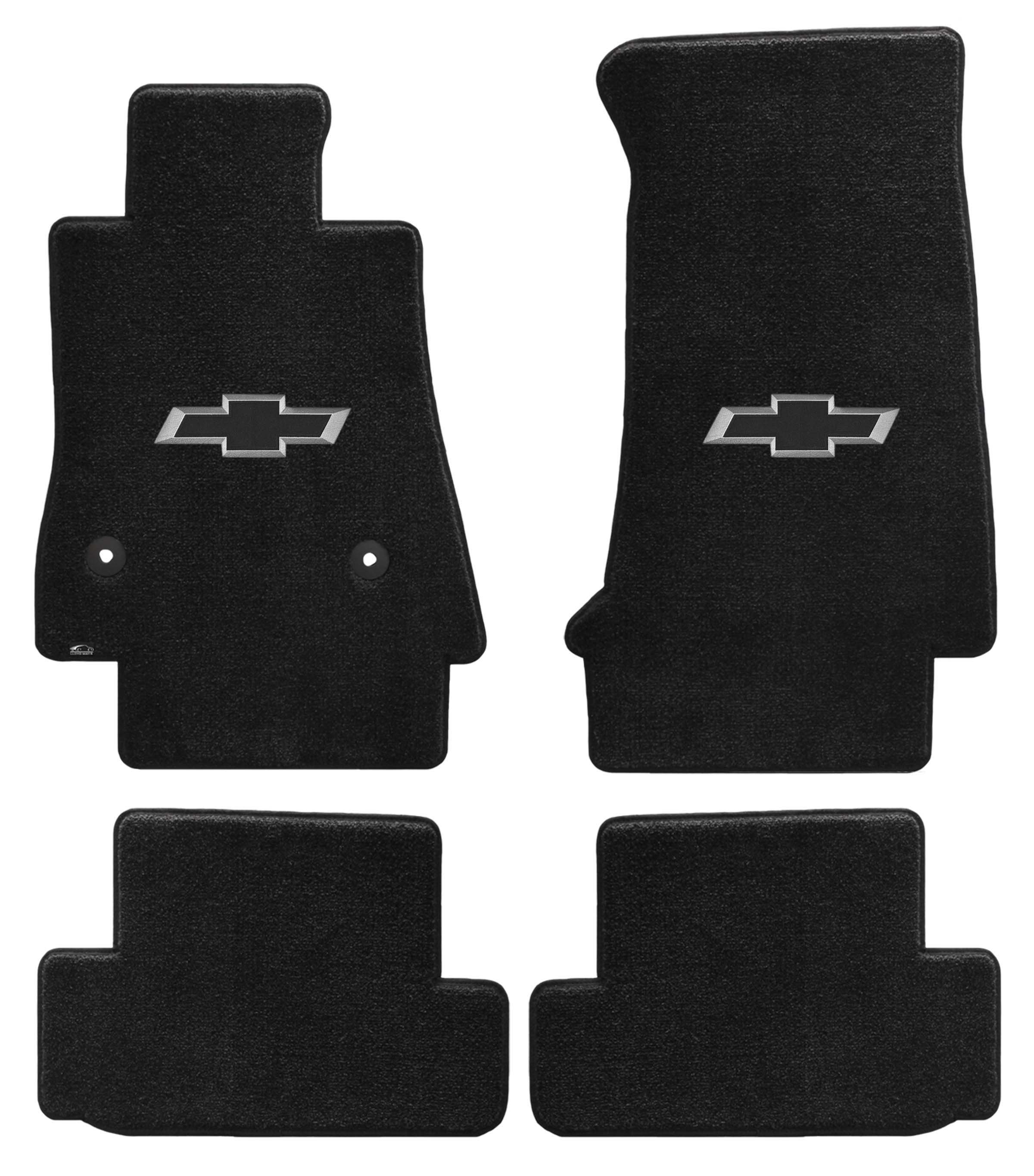 2016+ Camaro Lloyds Ultimat Floor Mats, Front and Rear Pairs with 6th Gen Black Bowtie Logo